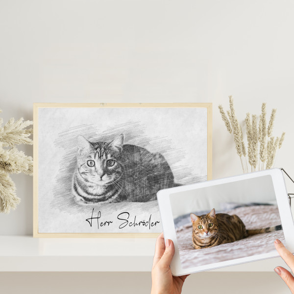 Digitale Bleistift Zeichnung von deinem Haustier | Skizze vom Foto | Individuelle Bleistiftskizze | Hund | Katze | Pferd | Tier | Bild