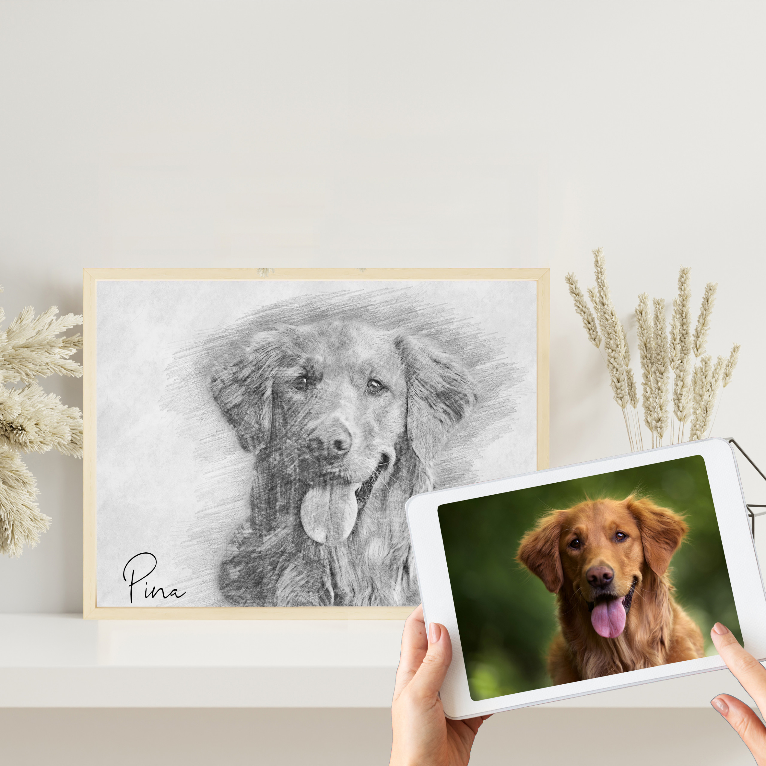 Digitale Bleistift Zeichnung von deinem Haustier | Skizze vom Foto | Individuelle Bleistiftskizze | Hund | Katze | Pferd | Tier | Bild – Bild 4