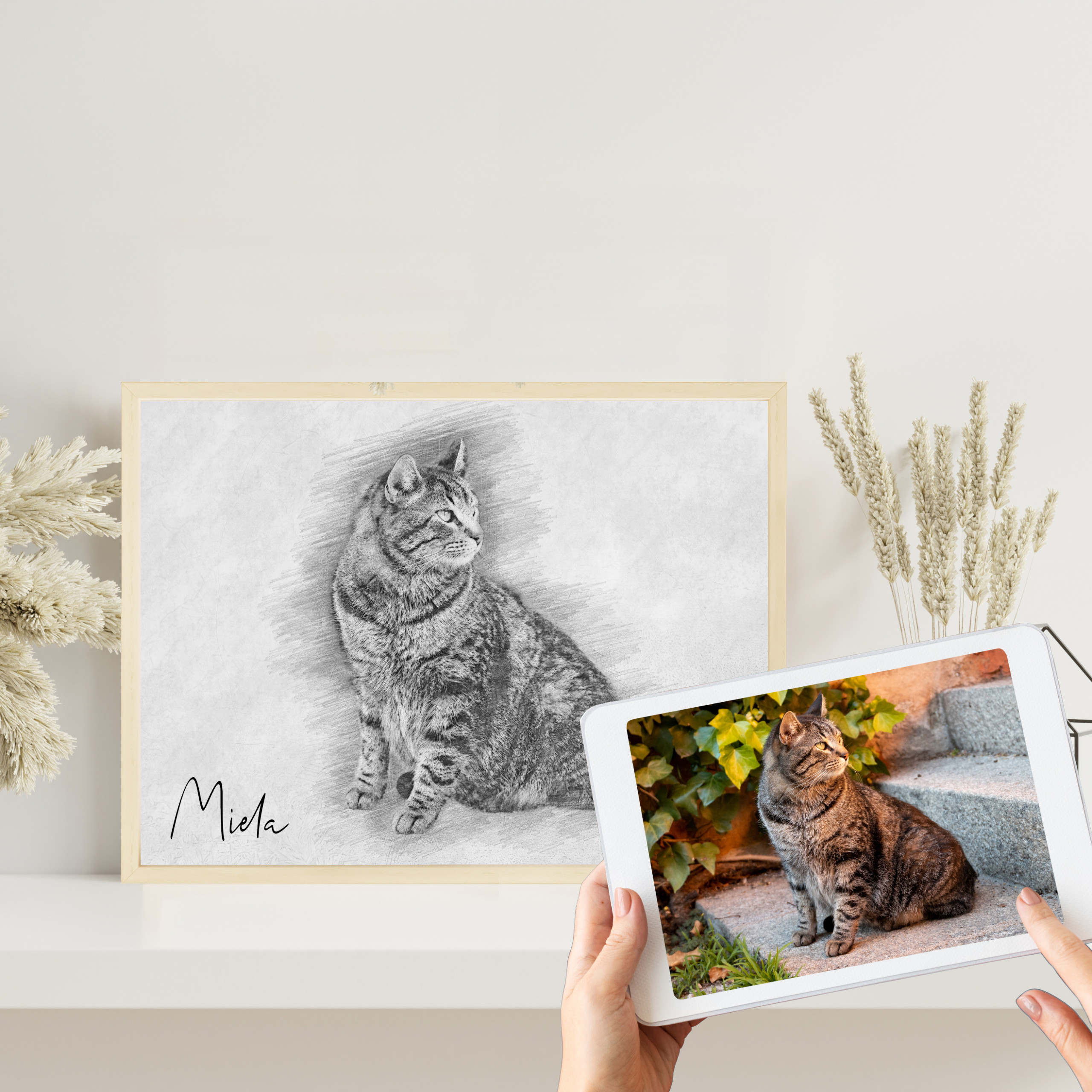 Digitale Bleistift Zeichnung von deinem Haustier | Skizze vom Foto | Individuelle Bleistiftskizze | Hund | Katze | Pferd | Tier | Bild – Bild 3
