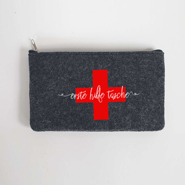 Kleine Erste Hilfe Tasche aus Filz 18x10 cm | Personalisiert mit Wunschtext | für Pflaster etc. | Filz-Notfall-Tasche | Geschenk – Bild 1