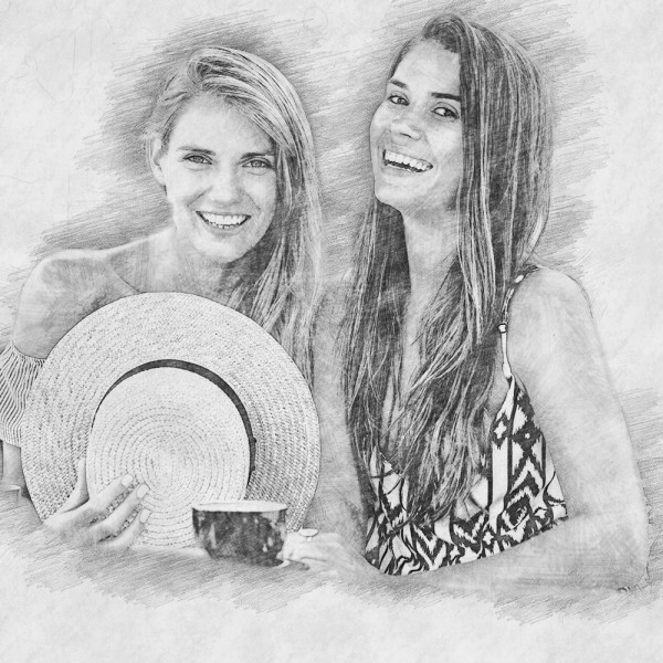 Freunde Bleistift Zeichnung vom Foto | Digitale Skizze | Bleistiftzeichnung | Personalisiert | Bleistiftskizze | Beste Freundin | Poster – Bild 2