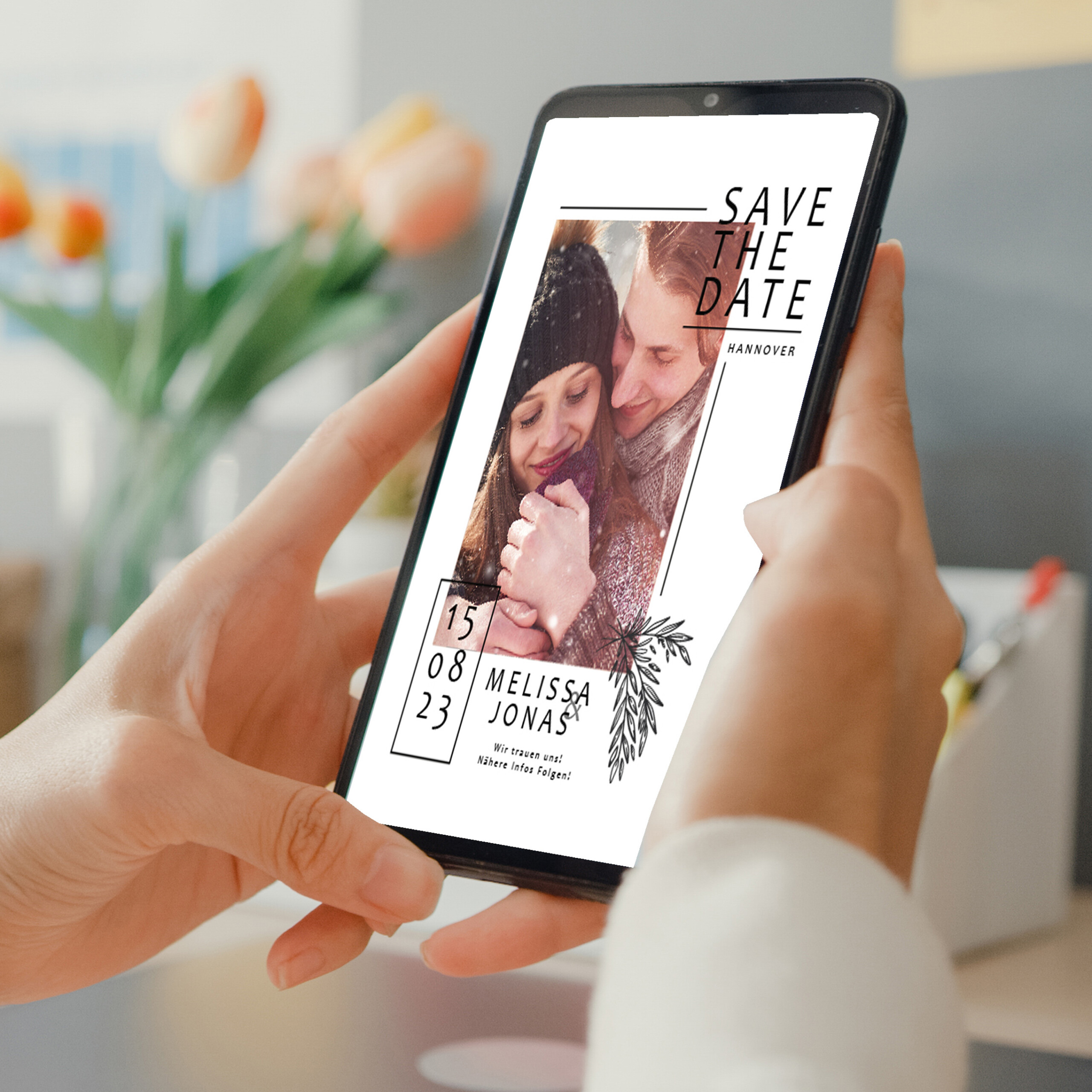 Digitale Save the Date Karte - Whats App, EMail oder zum ausdrucken - Einladung - Einladungskarte - Personalisiert - Hochzeit – Bild 1