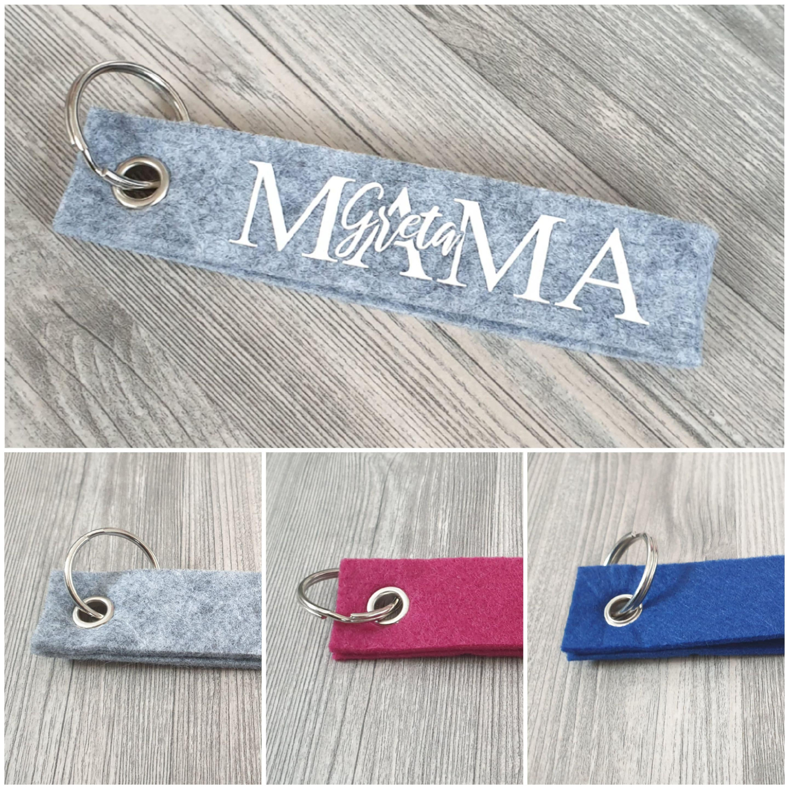 Schlüsselanhänger personalisiert mit Wunschtext aus Filz, Anhänger mit Name, Geschenkidee Oma, Opa, Mama, Papa, Tante, Onkel, Patenonkel – Bild 2
