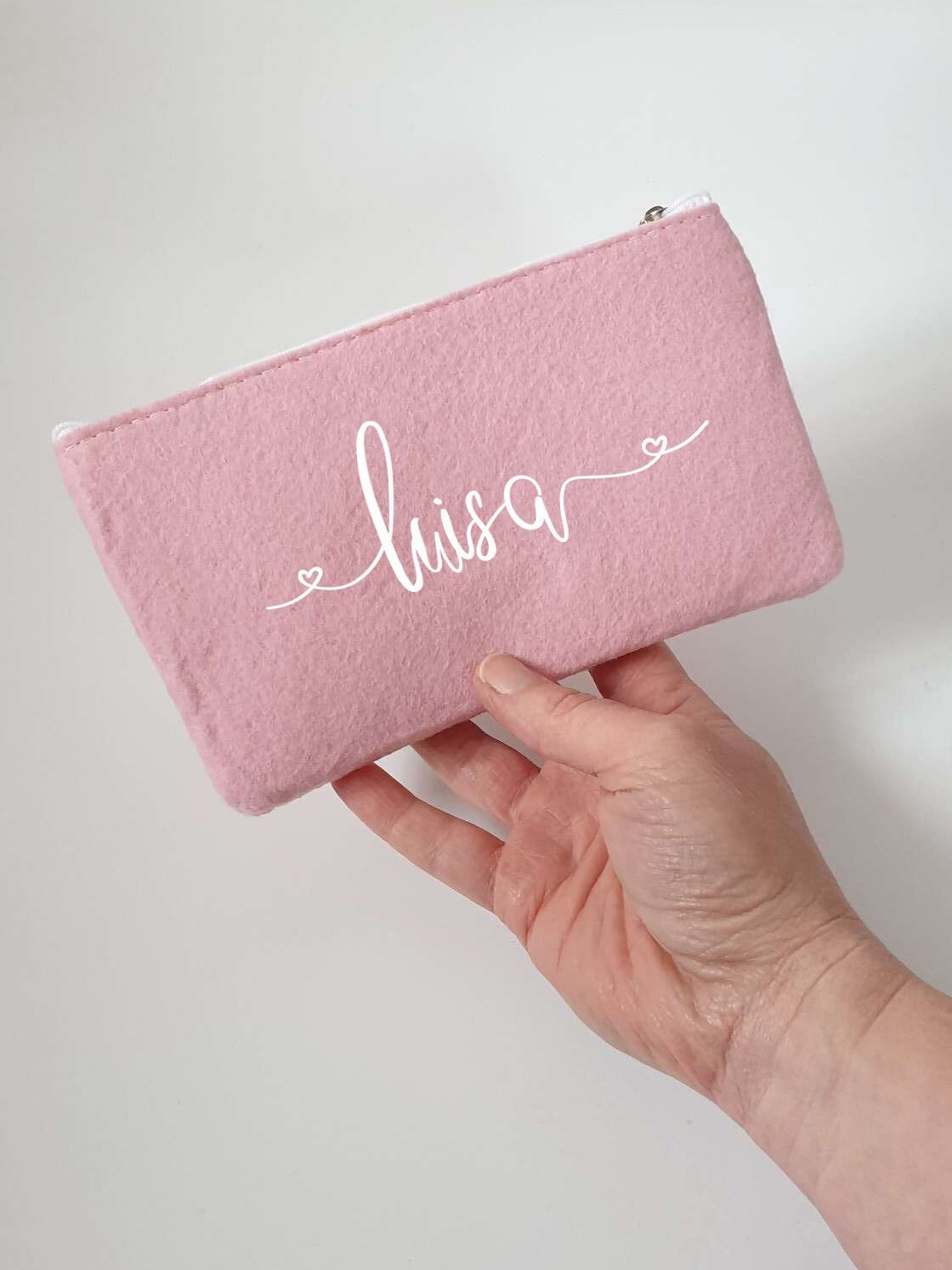 Kleine Schminktasche aus Filz 18x10 cm | Personalisiert | Kosmetiktasche mit Namen | Kulturtasche | Filz-Mäppchen | Geschenk | Beauty Bag – Bild 4