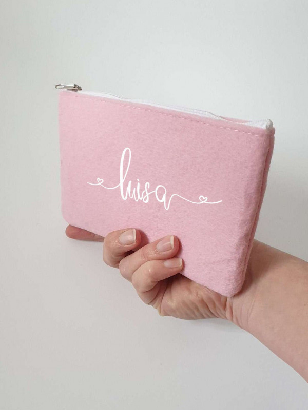 Kleine Schminktasche aus Filz 18x10 cm | Personalisiert | Kosmetiktasche mit Namen | Kulturtasche | Filz-Mäppchen | Geschenk | Beauty Bag – Bild 5