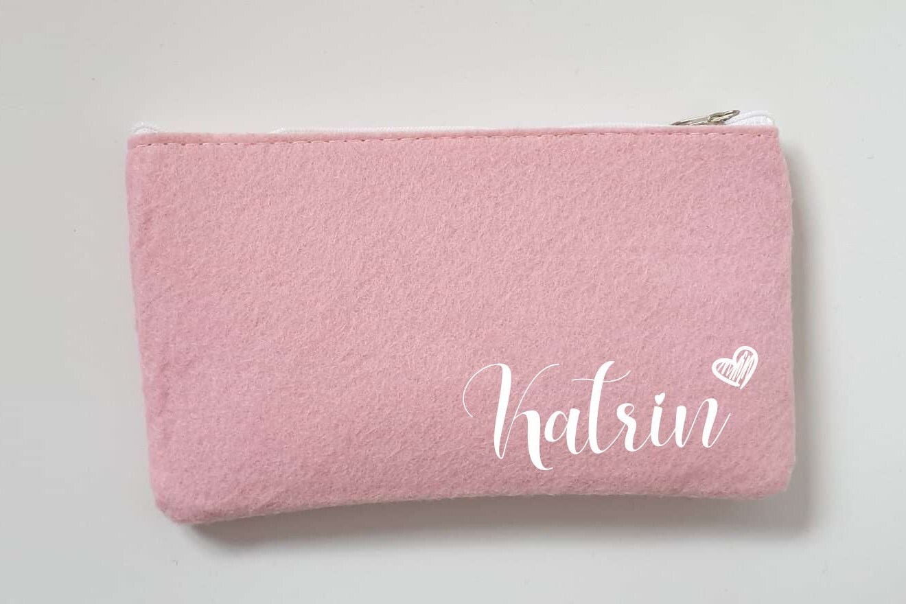 Kleine Schminktasche aus Filz 18x10 cm | Personalisiert | Kosmetiktasche mit Namen | Kulturtasche | Filz-Mäppchen | Geschenk | Beauty Bag – Bild 2