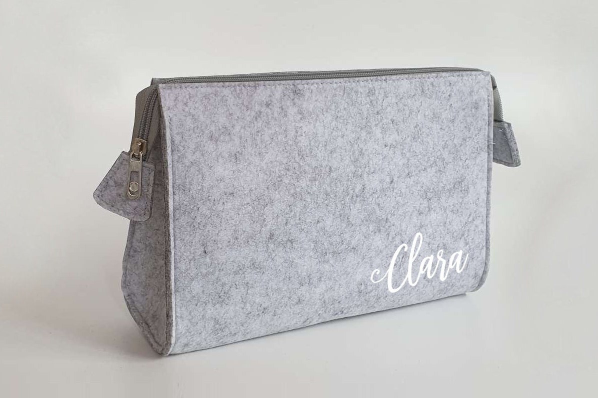 Personalisierte Kosmetiktasche aus Filz 28x19x8 cm | Kulturtasche | Schminktasche | Wickeltasche | Namen – Bild 4