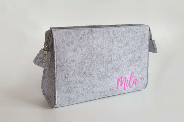 Personalisierte Kosmetiktasche aus Filz 28x19x8 cm | Kulturtasche | Schminktasche | Wickeltasche | Namen – Bild 8