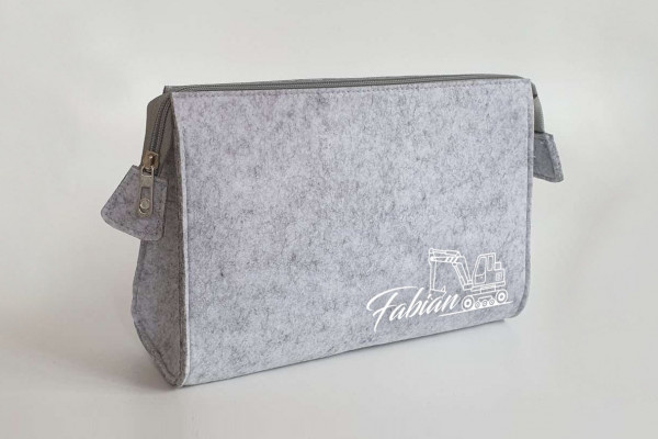 Personalisierte Wickeltasche aus Filz 28x19x8 cm | Kulturtasche | Kosmetiktasche | Schminktasche – Bild 2