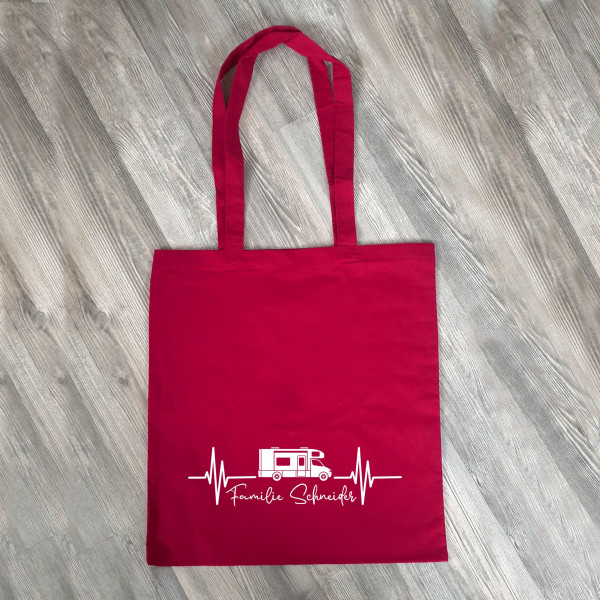 Personalisierte Baumwolltasche, Stoffbeutel, Tasche, 100% Baumwolle, Geschenk, Geschenkidee, Camping, Unterwegs, Herzschlag – Bild 2