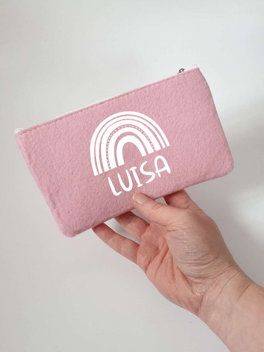 Kleine Schminktasche aus Filz 18x10 cm | Personalisiert | Kosmetiktasche mit Namen | Kulturtasche | Filz-Mäppchen | Geschenk | Beauty Bag