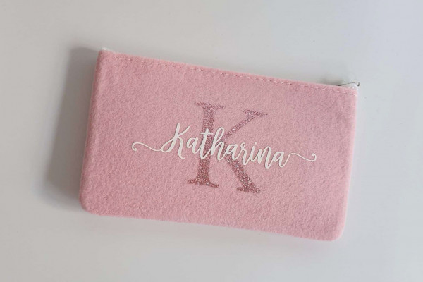 Kleine Schminktasche aus Filz 18x10 cm | Personalisiert | Kosmetiktasche mit Namen | Stifte Tasche | Filz-Mäppchen | Geschenk | Beauty Bag – Bild 3