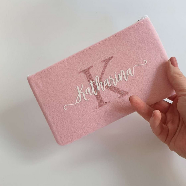 Kleine Schminktasche aus Filz 18x10 cm | Personalisiert | Kosmetiktasche mit Namen | Stifte Tasche | Filz-Mäppchen | Geschenk | Beauty Bag – Bild 5