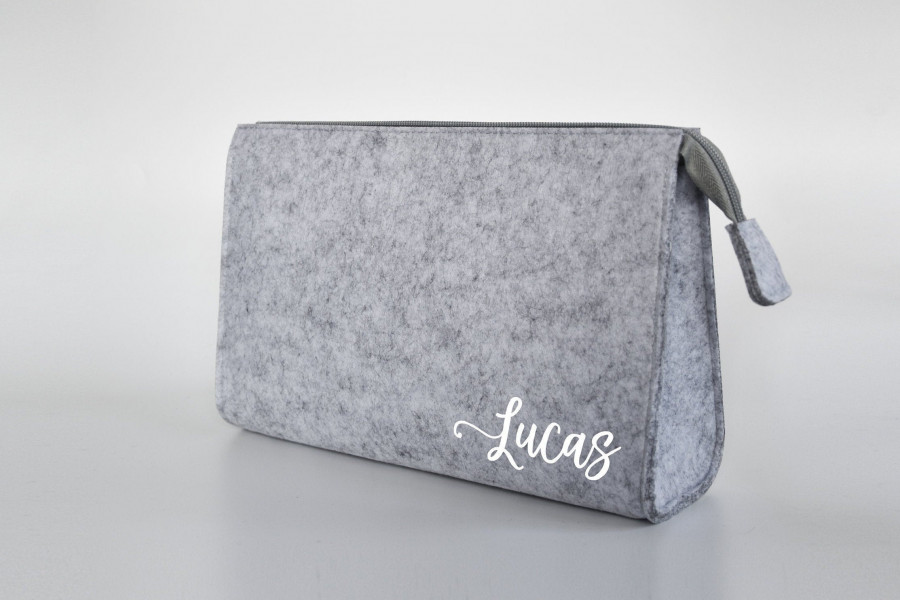 Personalisierte Kosmetiktasche aus Filz 28x19x8 cm | Kulturtasche | Schminktasche | Wickeltasche | Namen