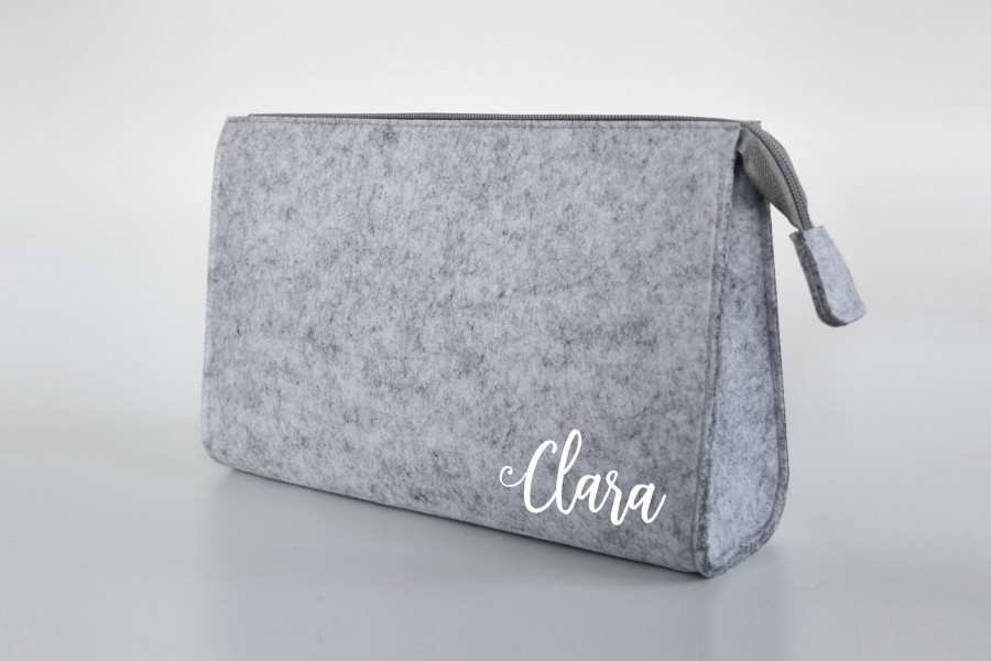 Personalisierte Kosmetiktasche aus Filz 28x19x8 cm | Kulturtasche | Schminktasche | Wickeltasche | Namen