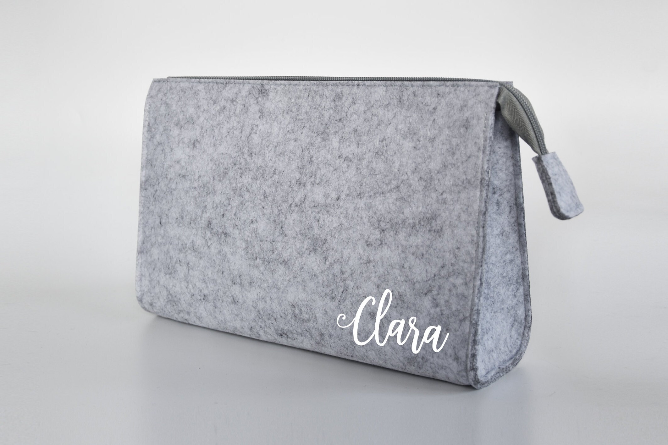 Personalisierte Kosmetiktasche aus Filz 28x19x8 cm | Kulturtasche | Schminktasche | Wickeltasche | Namen – Bild 3