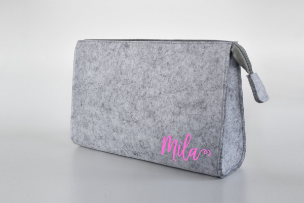 Personalisierte Kosmetiktasche aus Filz 28x19x8 cm | Kulturtasche | Schminktasche | Wickeltasche | Namen – Bild 7