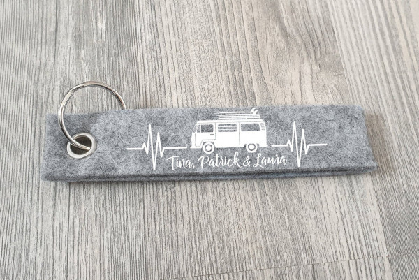 Bulli / Bus / Van Schlüsselanhänger personalisiert mit Wunschtext, Camping, Anhänger mit Text, Schlüsselanhänger, Geschenkidee – Bild 3