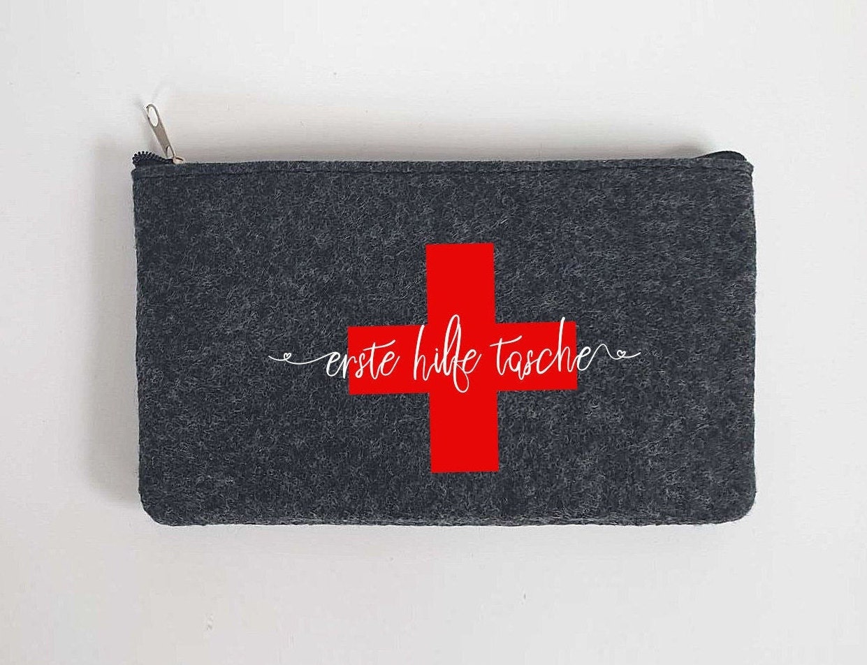 Kleine Erste Hilfe Tasche aus Filz 18x10 cm | Personalisiert mit Wunschtext | für Pflaster etc. | Filz-Notfall-Tasche | Geschenk – Bild 2