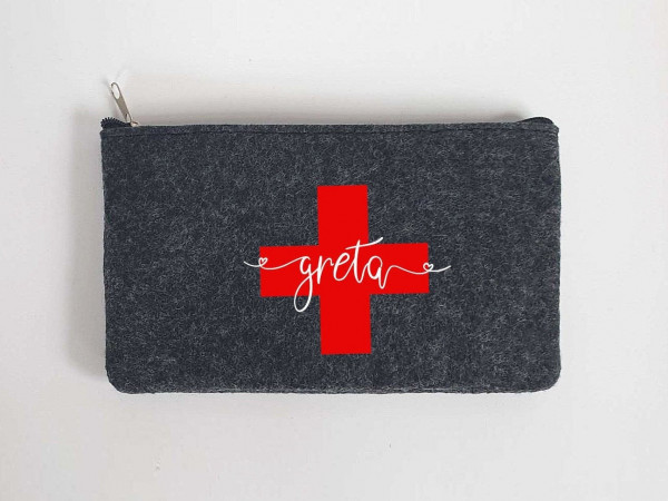 Kleine Erste Hilfe Tasche aus Filz 18x10 cm | Personalisiert mit Wunschtext | für Pflaster etc. | Filz-Notfall-Tasche | Geschenk – Bild 3
