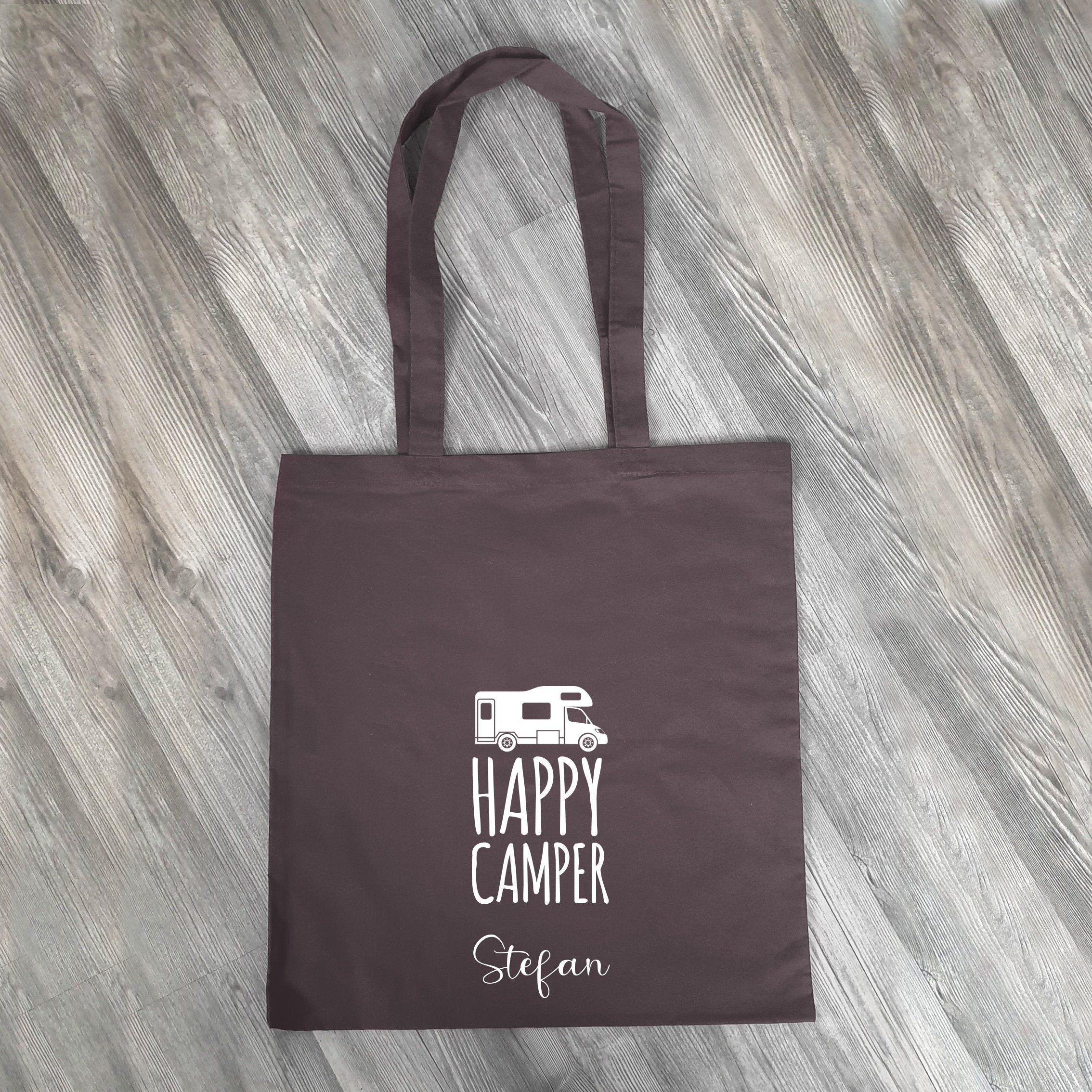 Personalisierte Baumwolltasche, Stoffbeutel, Tasche, 100% Baumwolle, Geschenk, Geschenkidee, Camping, Unterwegs, Happy Camper, Wohnmobil