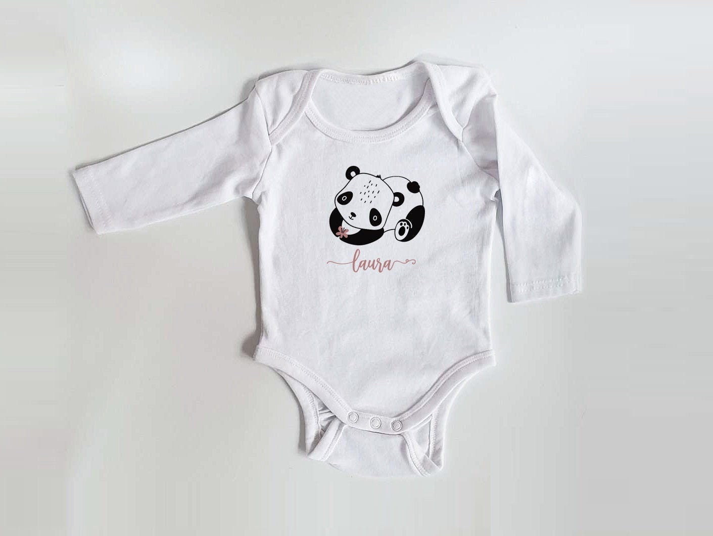 Personalisierter Body mit langen Armen, Gr. 62,  100% Baumwolle, Organic Cotton, Geschenk, Geschenkidee zur Geburt, Zebra, Schaf, Panda, Bär – Bild 5
