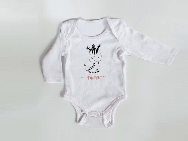 Personalisierter Body mit langen Armen, Gr. 62,  100% Baumwolle, Organic Cotton, Geschenk, Geschenkidee zur Geburt, Zebra, Schaf, Panda, Bär – Bild 10