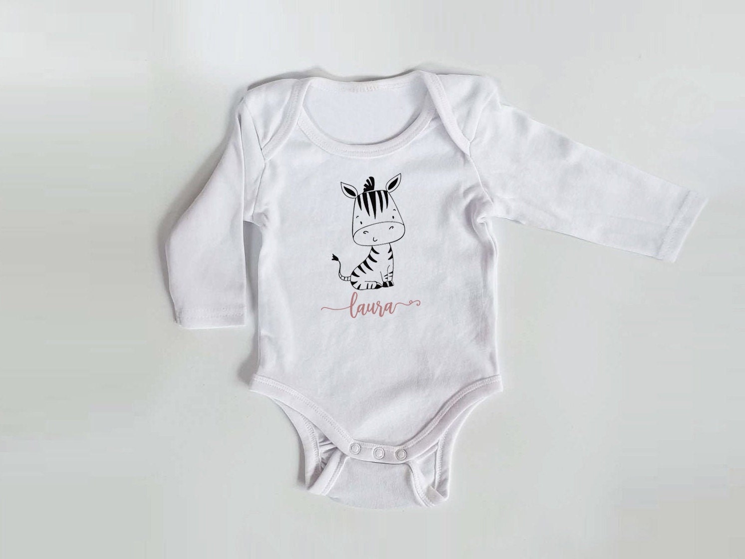 Personalisierter Body mit langen Armen, Gr. 62,  100% Baumwolle, Organic Cotton, Geschenk, Geschenkidee zur Geburt, Zebra, Schaf, Panda, Bär – Bild 10