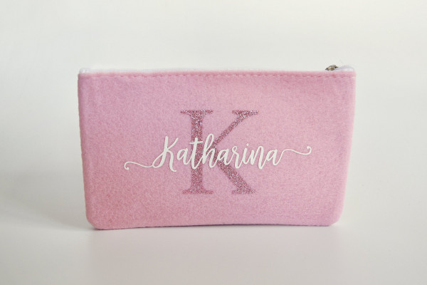 Kleine Schminktasche aus Filz 18x10 cm | Personalisiert | Kosmetiktasche mit Namen | Stifte Tasche | Filz-Mäppchen | Geschenk | Beauty Bag – Bild 2