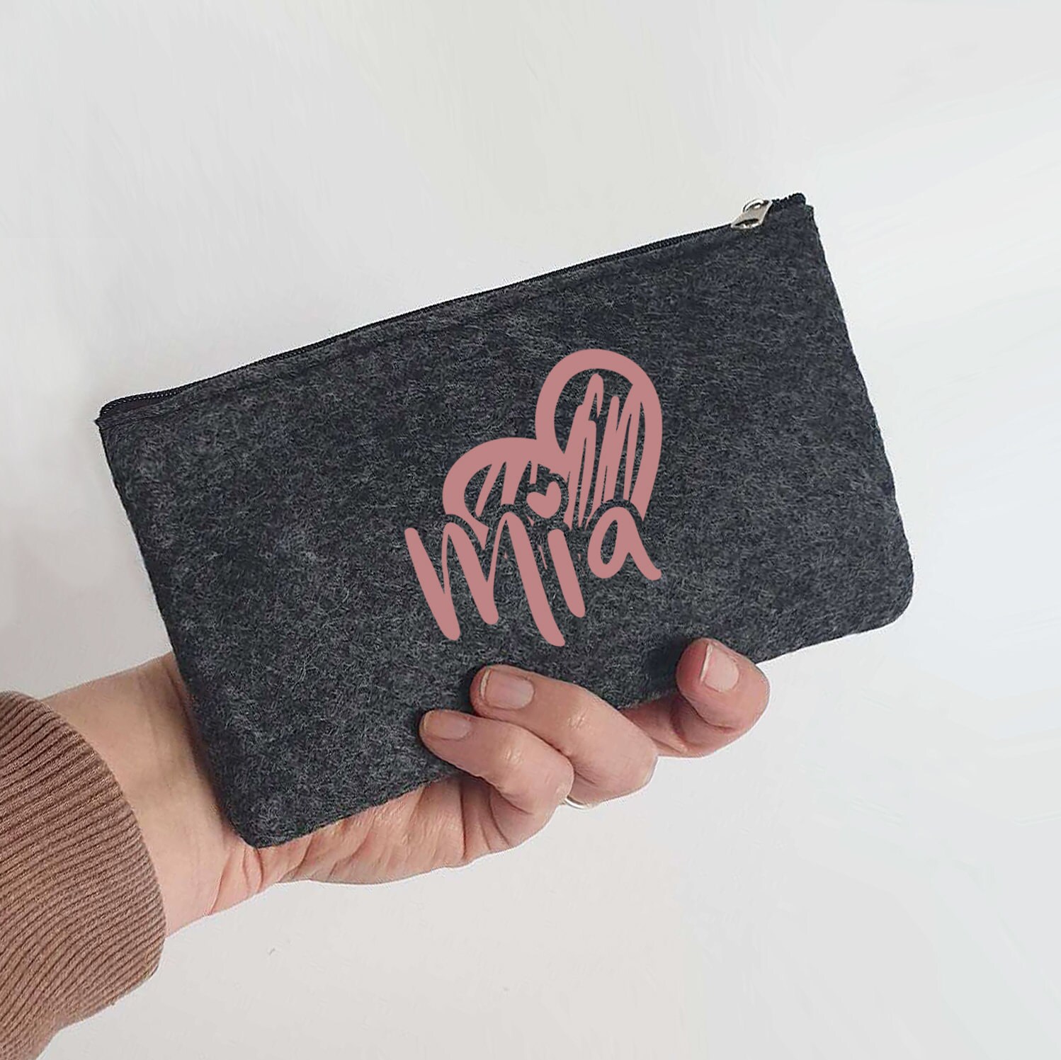 Kleine Schminktasche / Mäppchen aus Filz 18x10 cm | Personalisiert | Kosmetiktasche mit Namen |  Filz-Mäppchen | Geschenk | Beauty Bag – Bild 5