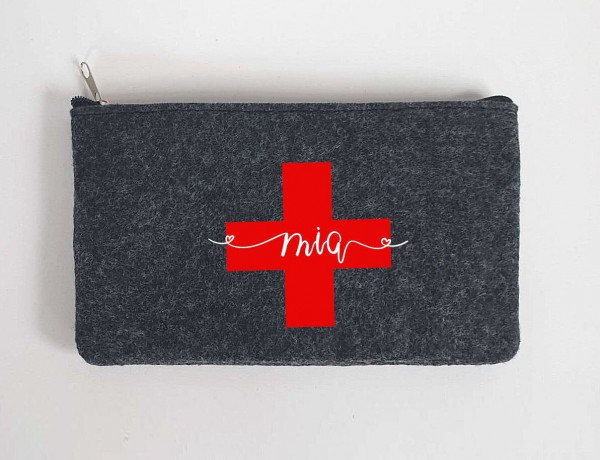 Kleine Erste Hilfe Tasche aus Filz 18x10 cm | Personalisiert mit Wunschtext | für Pflaster etc. | Filz-Notfall-Tasche | Geschenk – Bild 4
