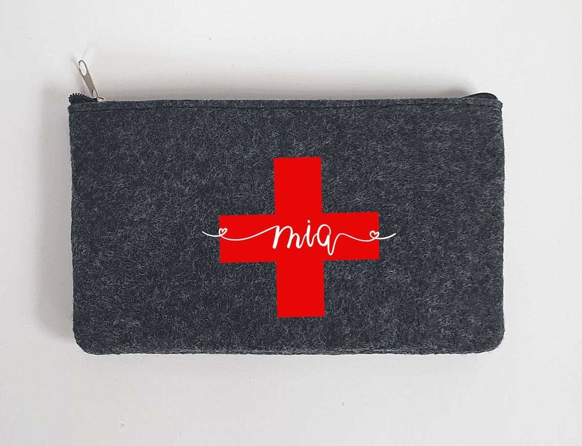 Kleine Erste Hilfe Tasche aus Filz 18x10 cm | Personalisiert mit Wunschtext | für Pflaster etc. | Filz-Notfall-Tasche | Geschenk – Bild 4