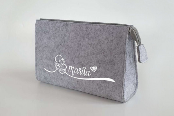 Personalisierte Kulturtasche aus Filz 28x19x8 cm | Kosmetiktasche mit Namen | Schminktasche | Geschenk | Beauty Bag | Wickeltasche – Bild 2
