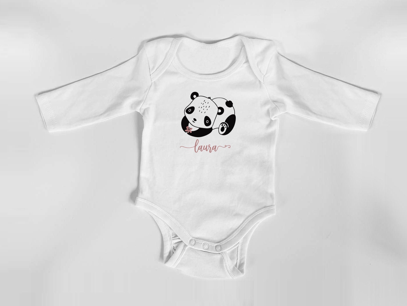 Personalisierter Body mit langen Armen, Gr. 62,  100% Baumwolle, Organic Cotton, Geschenk, Geschenkidee zur Geburt, Zebra, Schaf, Panda, Bär – Bild 4