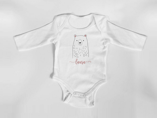Personalisierter Body mit langen Armen, Gr. 62,  100% Baumwolle, Organic Cotton, Geschenk, Geschenkidee zur Geburt, Zebra, Schaf, Panda, Bär – Bild 3