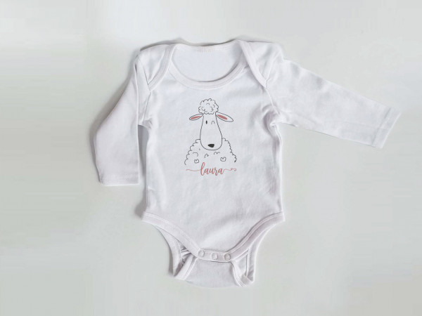 Personalisierter Body mit langen Armen, Gr. 62,  100% Baumwolle, Organic Cotton, Geschenk, Geschenkidee zur Geburt, Zebra, Schaf, Panda, Bär – Bild 8