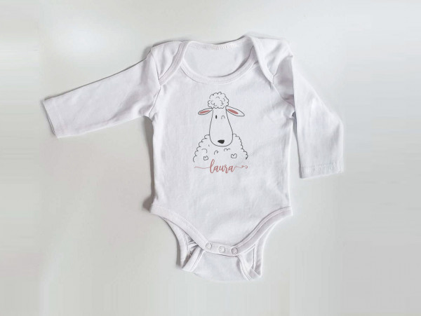 Personalisierter Body mit langen Armen, Gr. 62,  100% Baumwolle, Organic Cotton, Geschenk, Geschenkidee zur Geburt, Zebra, Schaf, Panda, Bär – Bild 7