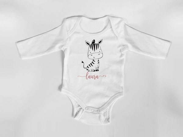 Personalisierter Body mit langen Armen, Gr. 62,  100% Baumwolle, Organic Cotton, Geschenk, Geschenkidee zur Geburt, Zebra, Schaf, Panda, Bär – Bild 9