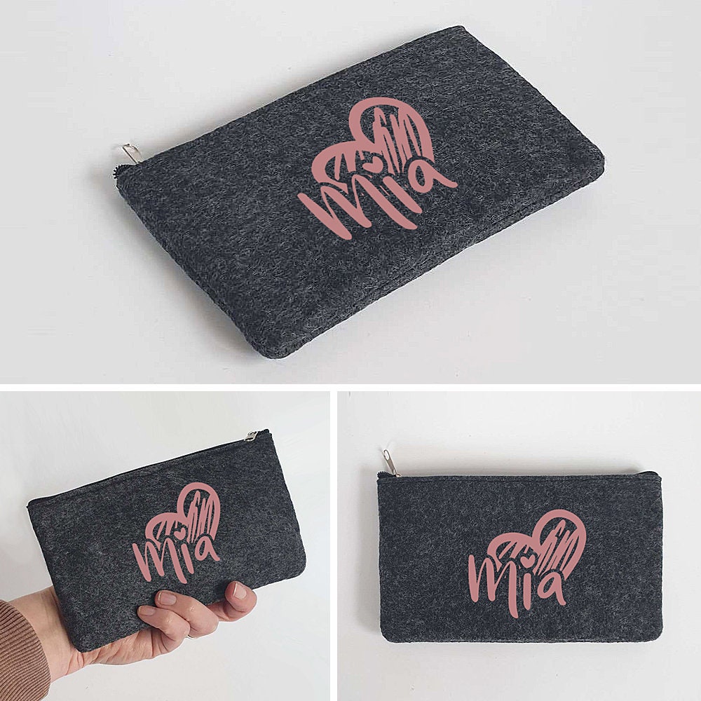 Kleine Schminktasche / Mäppchen aus Filz 18x10 cm | Personalisiert | Kosmetiktasche mit Namen |  Filz-Mäppchen | Geschenk | Beauty Bag – Bild 7