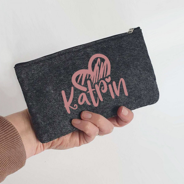 Kleine Schminktasche / Mäppchen aus Filz 18x10 cm | Personalisiert | Kosmetiktasche mit Namen |  Filz-Mäppchen | Geschenk | Beauty Bag – Bild 6