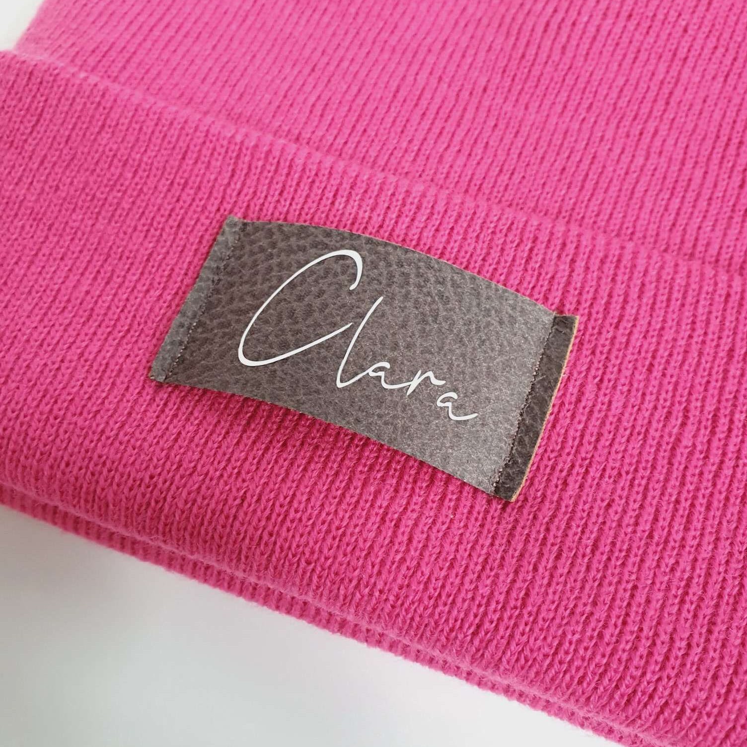 Kinder Mütze personalisiert | Hipster Beanie | Mütze | Wintermütze | Pinke Mütze mit Namen | Herbst – Bild 6
