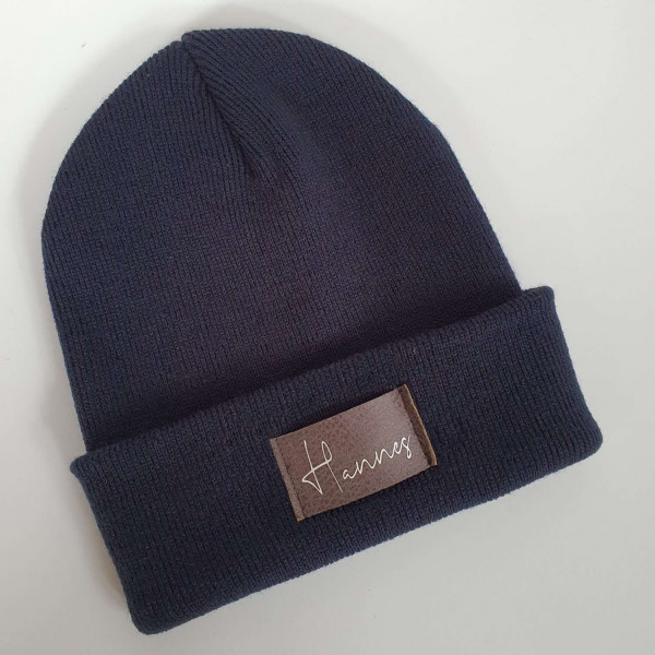 Kinder Mütze personalisiert | Hipster Beanie | Mütze | Wintermütze | Blaue Mütze mit Namen | Herbst – Bild 2