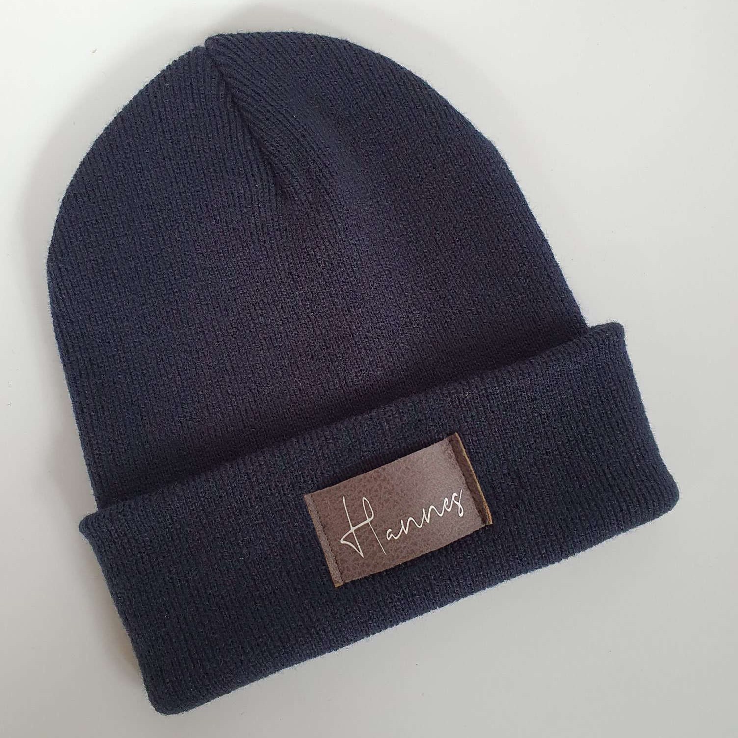 Kinder Mütze personalisiert | Hipster Beanie | Mütze | Wintermütze | Blaue Mütze mit Namen | Herbst – Bild 2