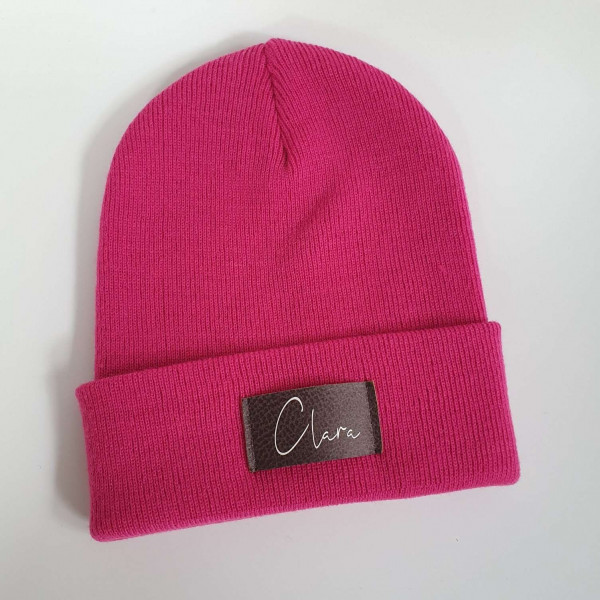 Kinder Mütze personalisiert | Hipster Beanie | Mütze | Wintermütze | Pinke Mütze mit Namen | Herbst – Bild 4