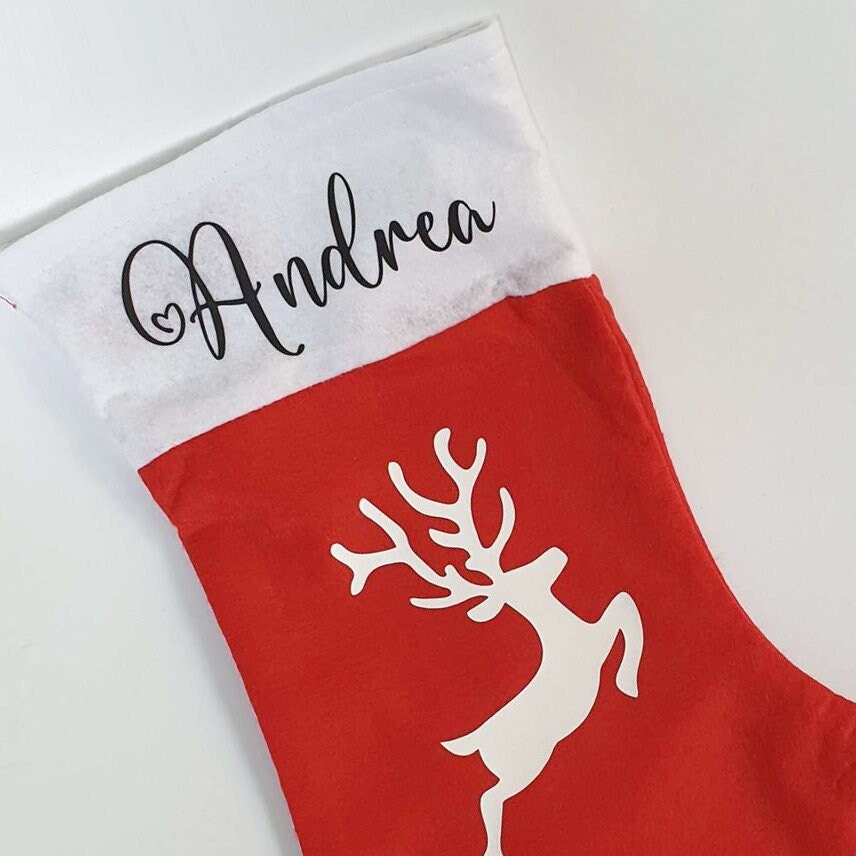 Weihnachtssocke mit Namen | Nikolaussocke | Nikolausstrumpf | Rentier | Hirsch | Weihnachten | Nikolaus | Personalisiert