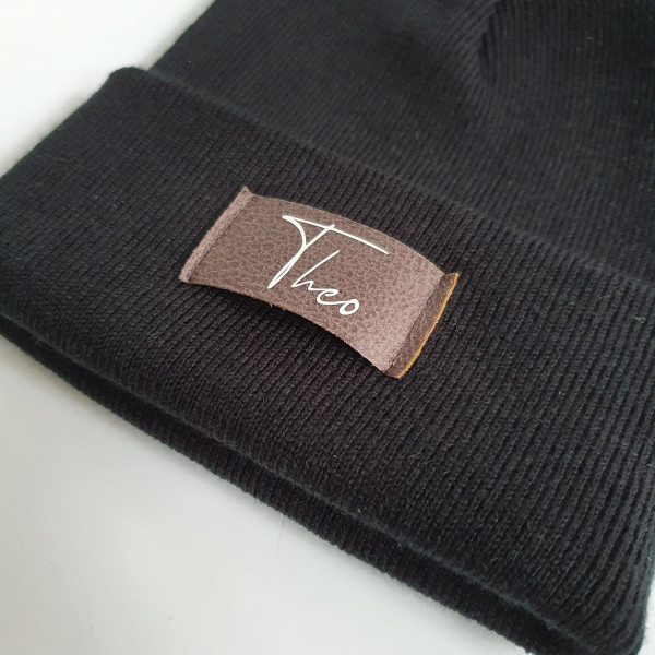 Schwarze Kinder Mütze personalisiert | Hipster Beanie | Mütze | Wintermütze | Mütze mit Namen | Herbst – Bild 2