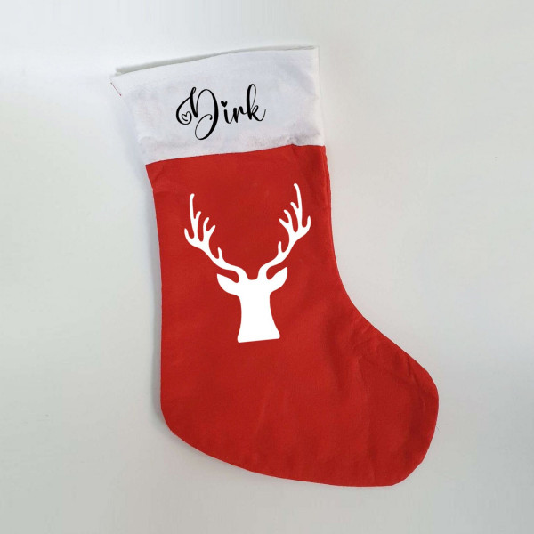 Weihnachtssocke mit Namen | Nikolaussocke | Nikolausstrumpf | Rentier | Hirsch | Weihnachten | Nikolaus | Personalisiert – Bild 2