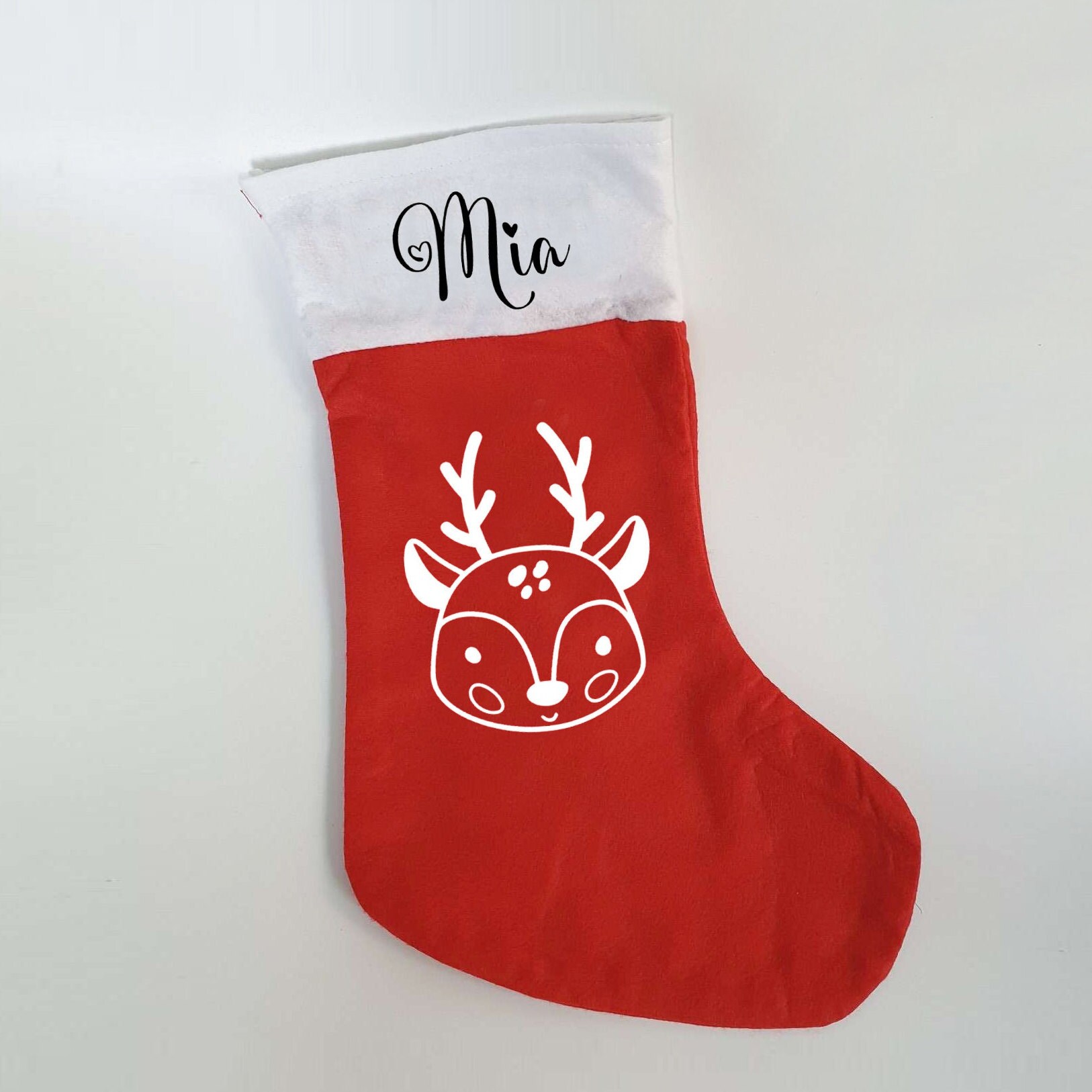 Weihnachtssocke mit Namen | Nikolaussocke | Nikolausstrumpf | Rentier | Hirsch | Weihnachten | Nikolaus | Personalisiert – Bild 3