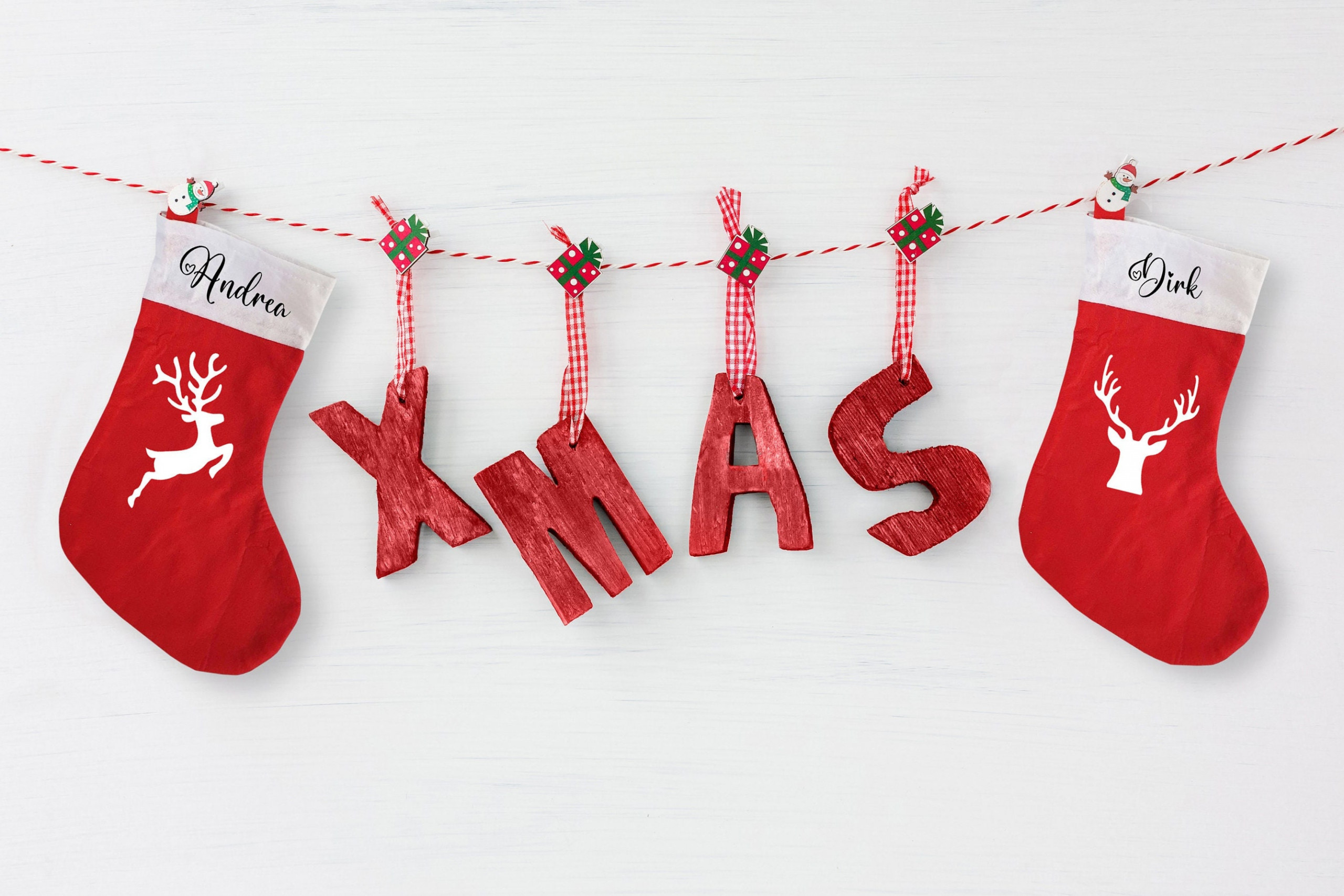 Weihnachtssocke mit Namen | Nikolaussocke | Nikolausstrumpf | Rentier | Hirsch | Weihnachten | Nikolaus | Personalisiert – Bild 5