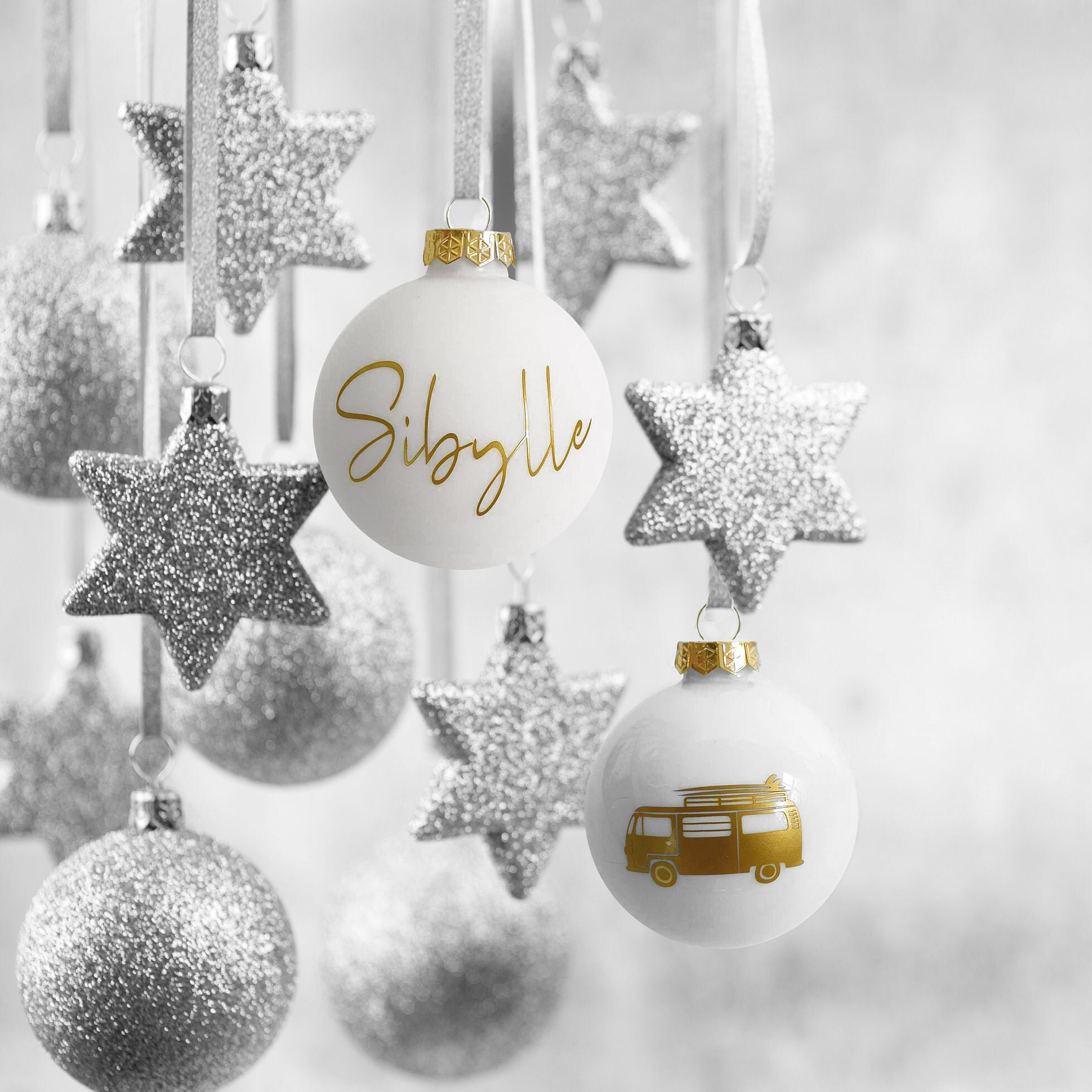Weihnachtskugel mit Namen | Glas-Kugel | Christbaum Kugel | Geschenk | Personailisert | Baumschmuck | Weihnachtsgeschenk – Bild 3